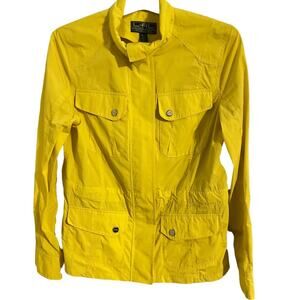 Lauren Ralph Lauren Womens Rain Coat Cinch Waist Raincoat Yellow M